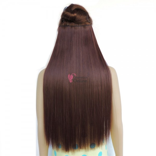 Extensie de par cu 5 Clips On delux dubla dreapta de 60 cm, Castaniu Mediu 666 33